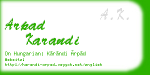 arpad karandi business card